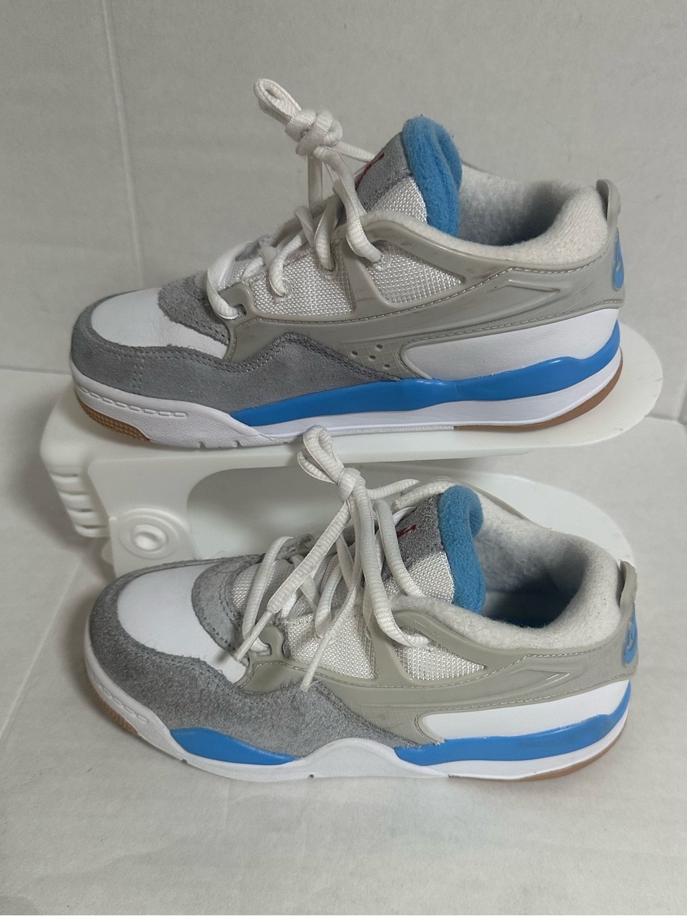 Nike Air Jordan 4 RM Boys Size 12C Gray White Blue Basketball Shoes Sneakers